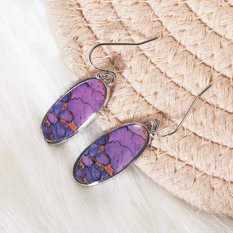 Image of an earring - Stone Earrings - Purple Western Style Drop Earrings by Zuzus Trove