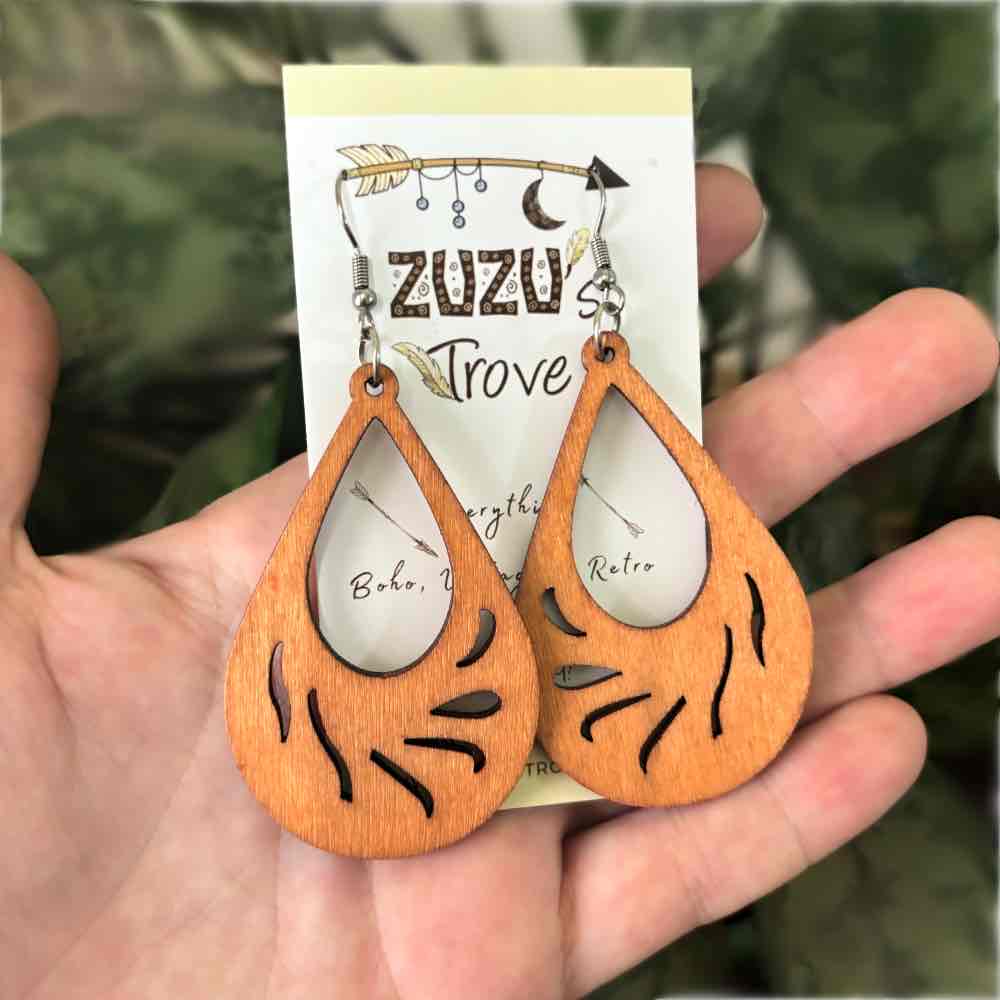Image of an earring - Western Earrings - Classic Wood Earrings by Zuzus Trove