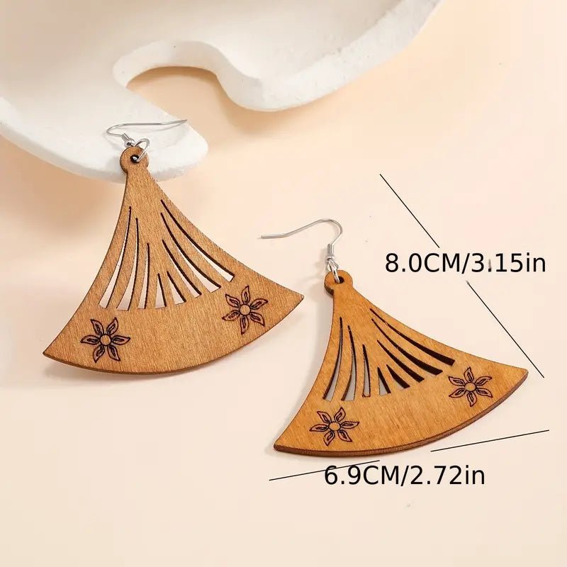 Image of an earring - Wood Earrings: Western Dangler Earrings by Zuzus Trove