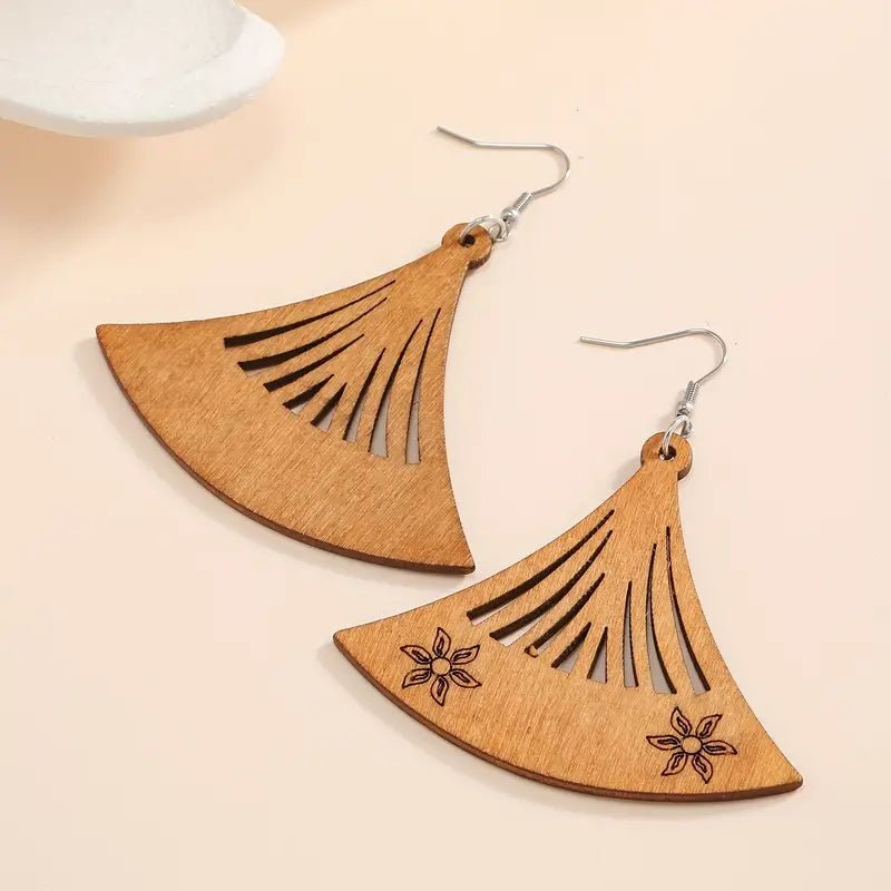 Image of an earring - Wood Earrings: Western Dangler Earrings by Zuzus Trove