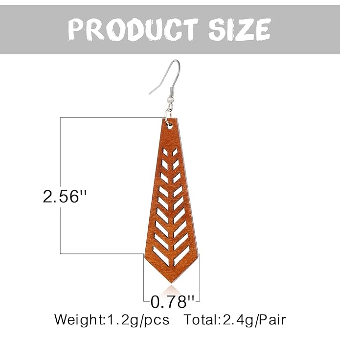 Image of an earring - Wood Earrings - Western Tiered Arrow Earrings by Zuzus Trove