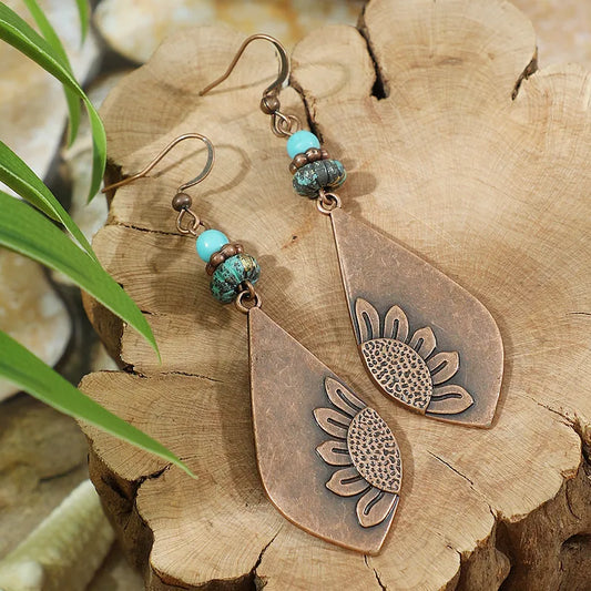 1- Boho Leaf Earrings - Oxidized Earrings for Women