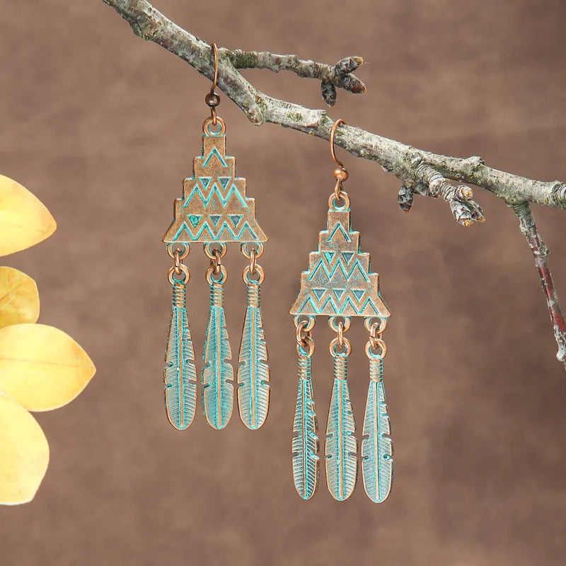 1- Oxidized Metal Earrings - Antique Leaf Earrings