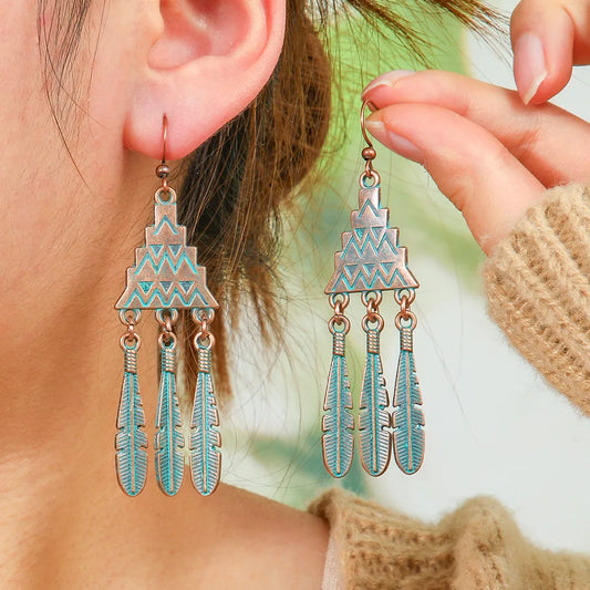 1- Oxidized Metal Earrings - Antique Leaf Earrings