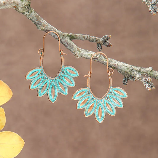 1- Oxidized Metal Earrings - Boho Leaf Earrings
