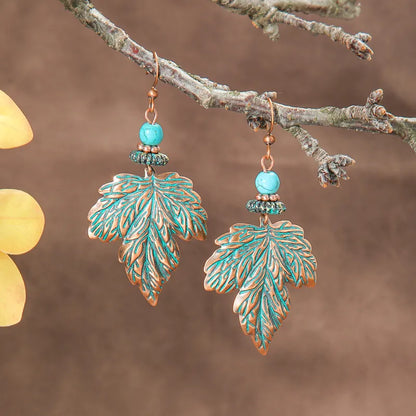 1- Oxidized Metal Earrings - Boho Maple Leaf Earrings