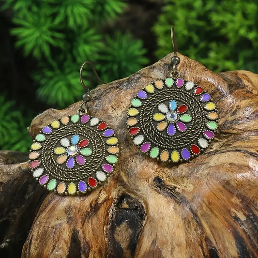 1- Colorful Bohemian Metal Earrings - Boho Drop Earrings