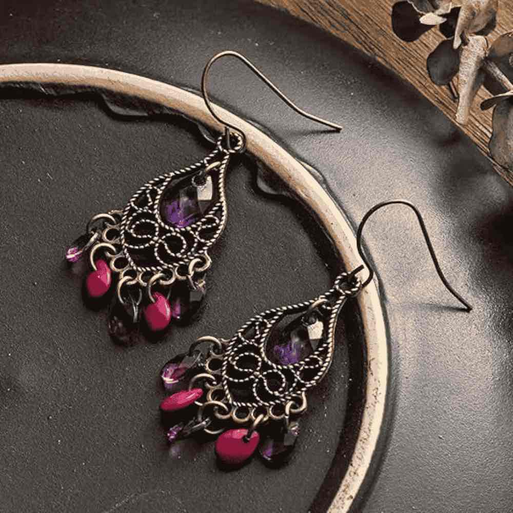 1- Boho Chandelier Earrings - Metal Drop Earrings