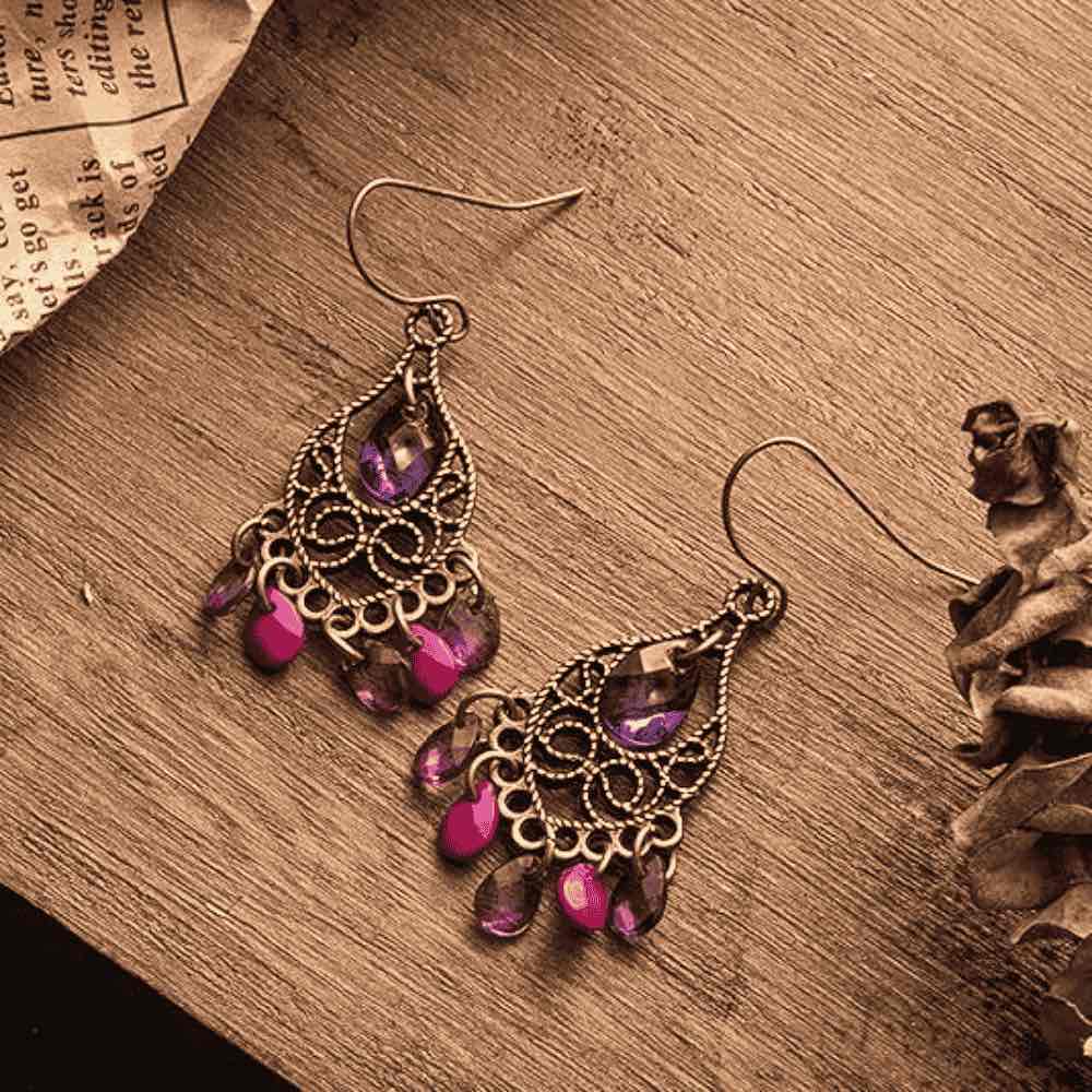 1- Boho Chandelier Earrings - Metal Drop Earrings