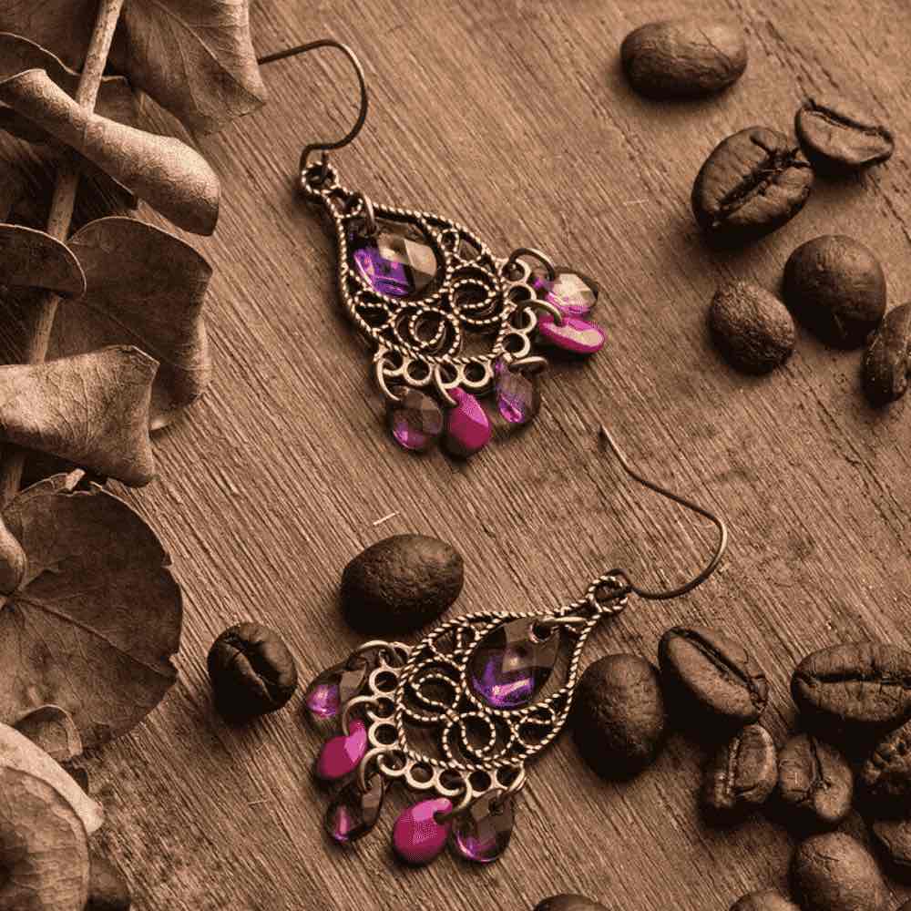 1- Boho Chandelier Earrings - Metal Drop Earrings