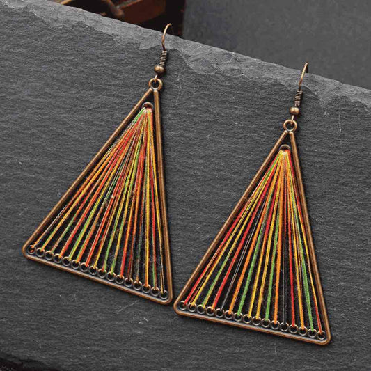 Premium| Handmade Threaded Triangle Statement  Earrings