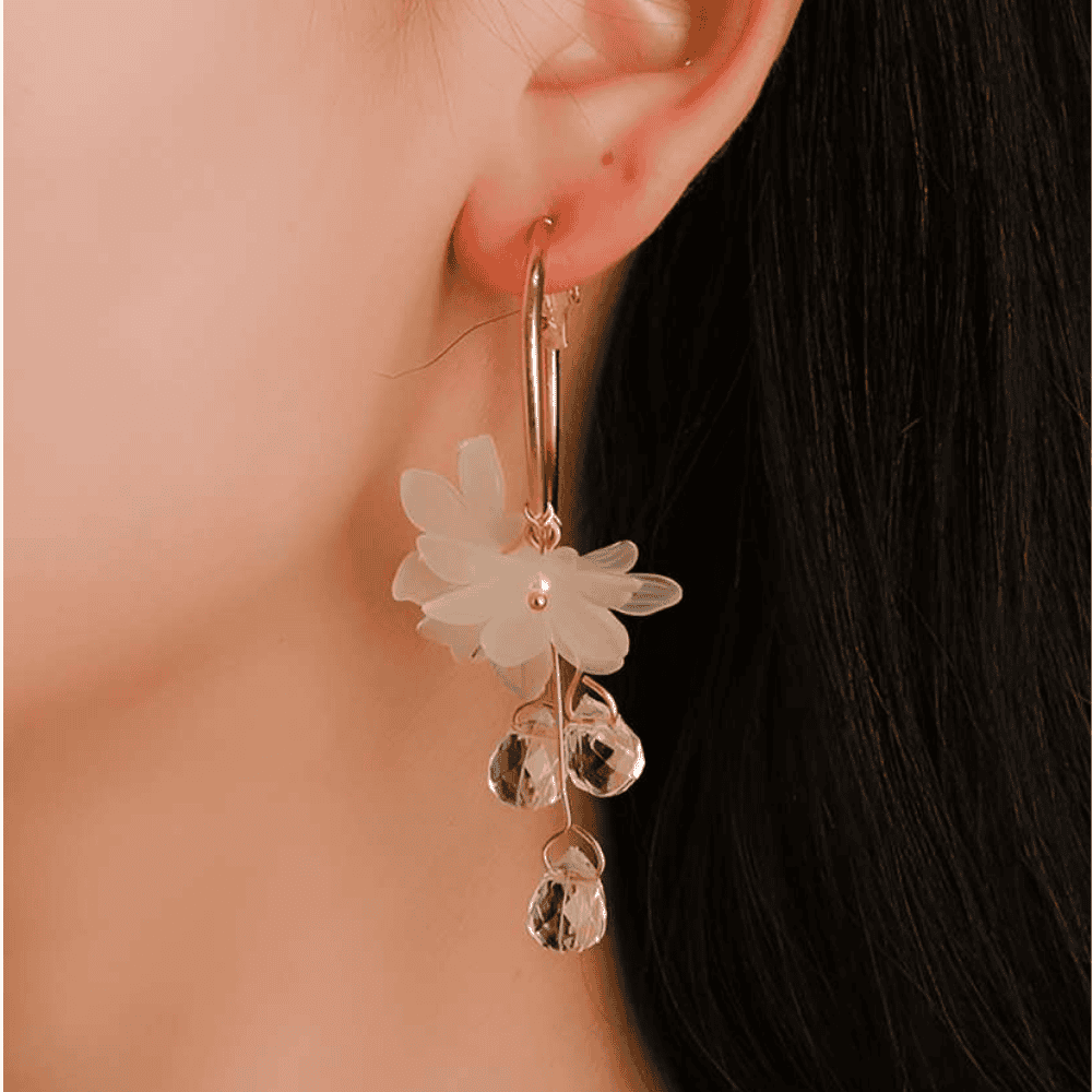 Korean Earrings-Pink Flower Earrings Zuzu's Trove