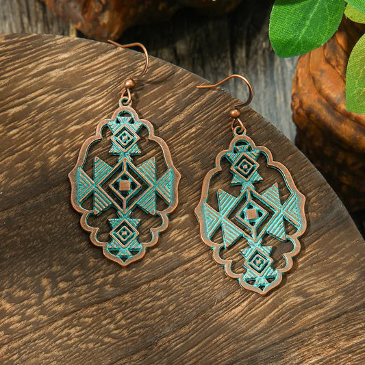 1- Boho Oxidised Copper Earrings - Stunning Statement Earrings for Women