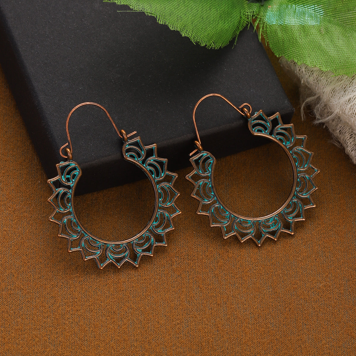 1- Oxidised Hoop Earrings - Earrings for Women