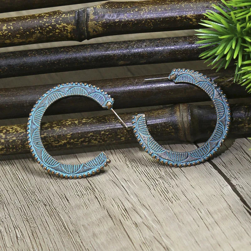 1- Oxidised Bronze Half-Moon Earrings - Hoop Earrings for Women