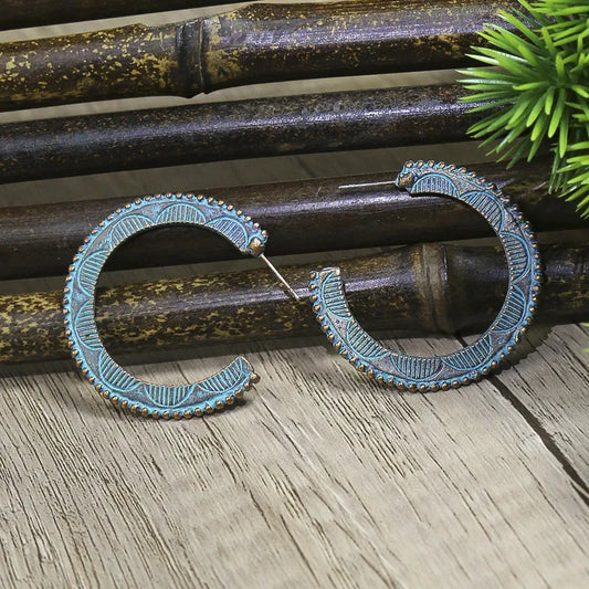 1- Oxidised Bronze Half-Moon Earrings - Hoop Earrings for Women