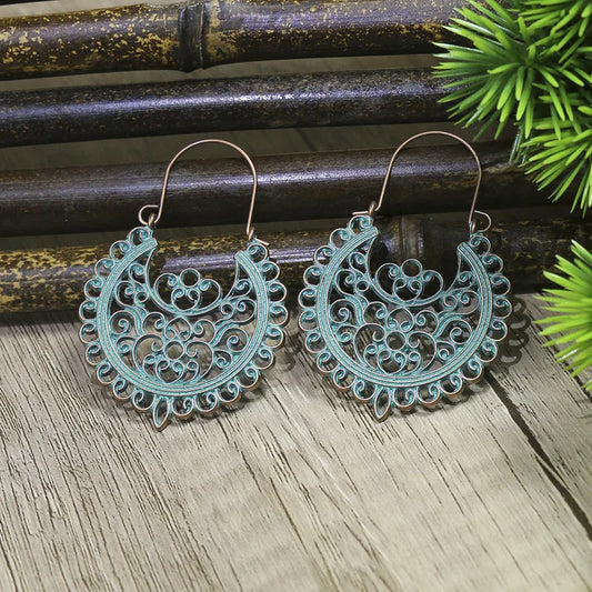 1- Ethnic Oxidised Hoop Earrings - Earrings for Women