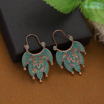 1- Copper Tribal Oxidised Earrings - Flame Earrings