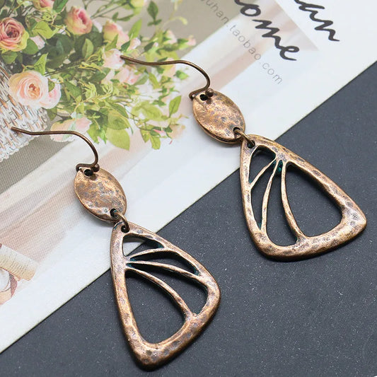 1- Bohemian Bronze Earrings - Geometric Earrings for Women