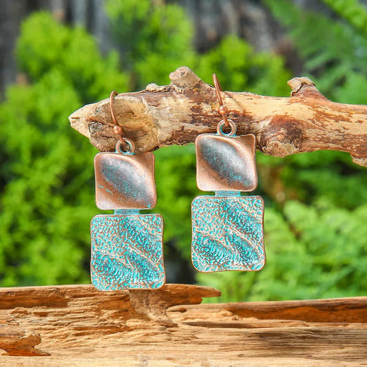 1- Tribal Geometric Drop Earrings - Oxidised Earrings for Women