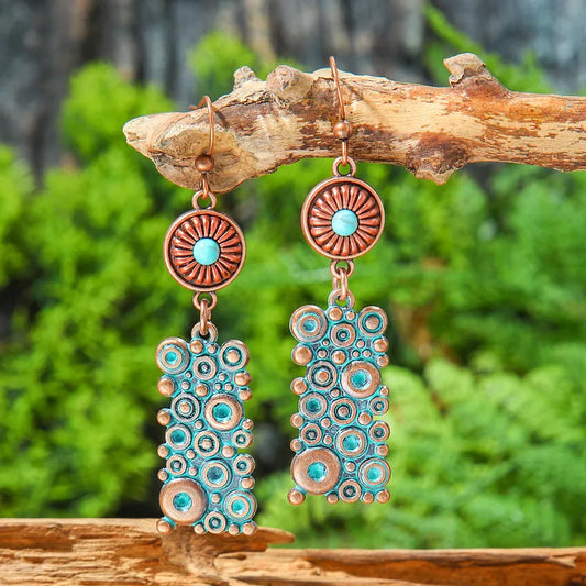 1- Geometric Tribal Earrings - Oxidised Copper Earrings for Women