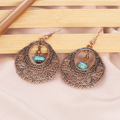 1- Oxidised Ethnic Dangle Earrings - Turquosie Earrings for women
