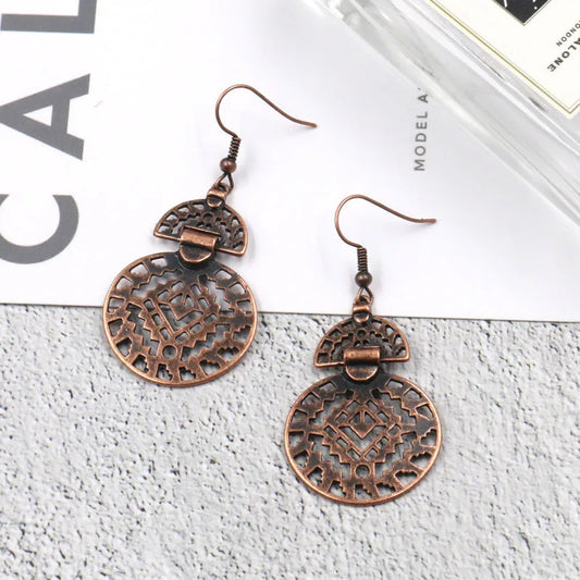 1- Oxidised Bronze Geometric Earrings - Dangle Earrings for Women