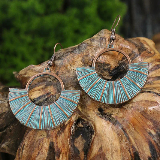 1- Oxidised Tribal Stripped Earrings - Solid Metal Earrings