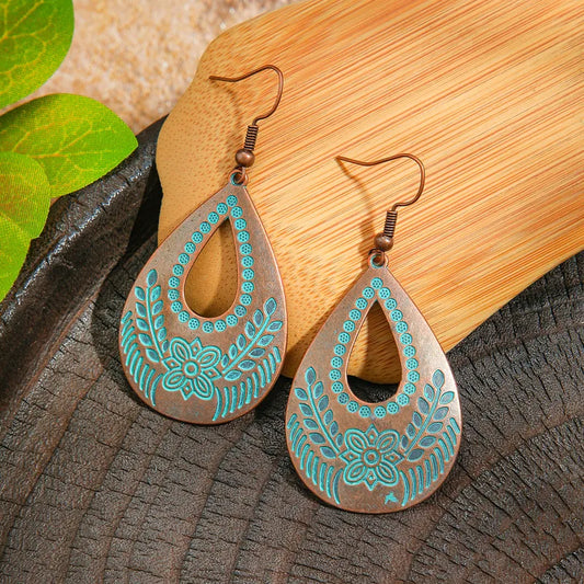 1- Oxidised Teardrop Earrings - Tribal Earrings