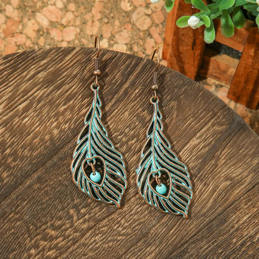 1- Oxidised Feather Earrings - Metal Earrings for Women