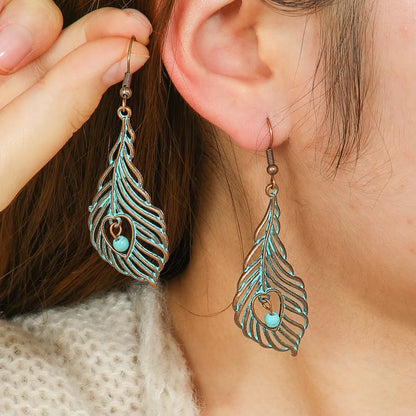 1- Oxidised Feather Earrings - Metal Earrings for Women