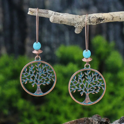 1- Boho Tree of Life Oxidised Earrings