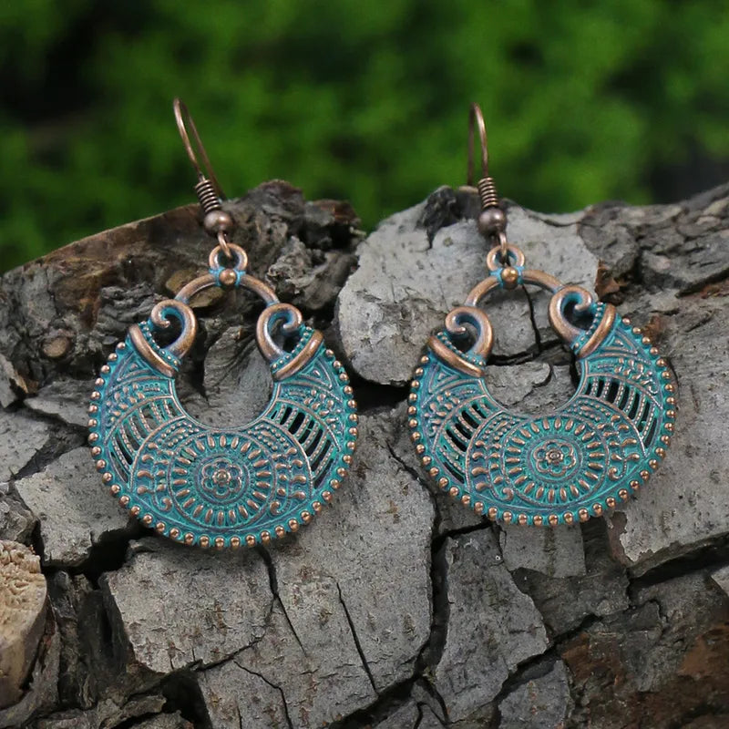 1- Boho Tribal Oxidised Earrings - Solid Dainty Earrings