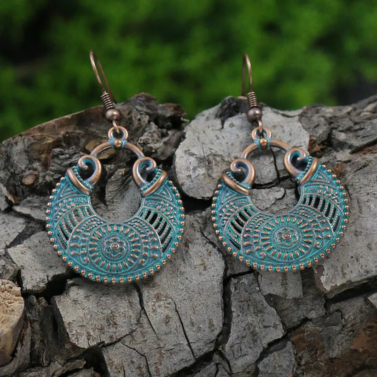 1- Boho Tribal Oxidised Earrings - Solid Dainty Earrings
