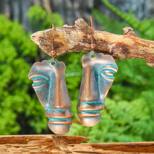 1- Tribal Face Earrings - Oxidised Metal Earrings for Women