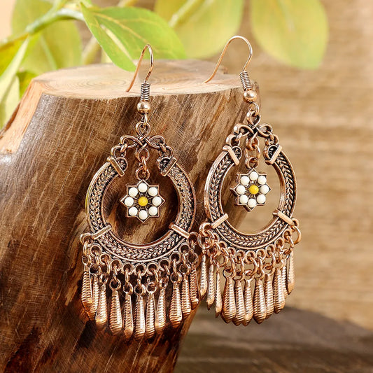 Metal Hoop Dangle Chandelier Earrings