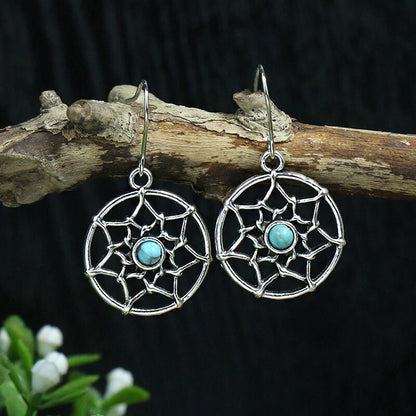 1-“Ocean Soul” Turquoise Metal Earrings - Rustic Boho Earrings