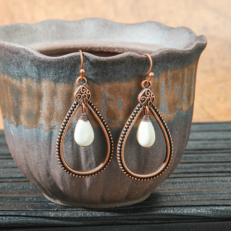 1- Boho Fusion Drop Earrings - Beaded and Metal Oxidized finish Earrings