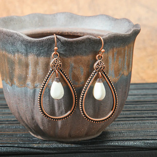 1- Boho Fusion Drop Earrings - Beaded and Metal Oxidized finish Earrings
