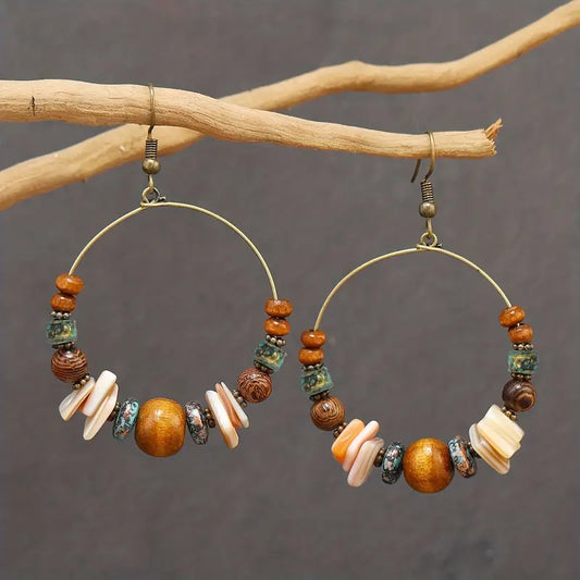 Premium - African Hoop Earrings - Boho Fusion Beaded Earrings