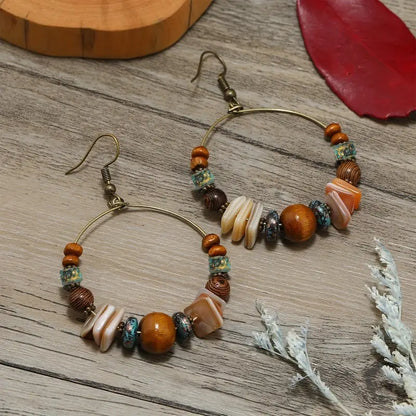 Premium - African Hoop Earrings - Boho Fusion Beaded Earrings