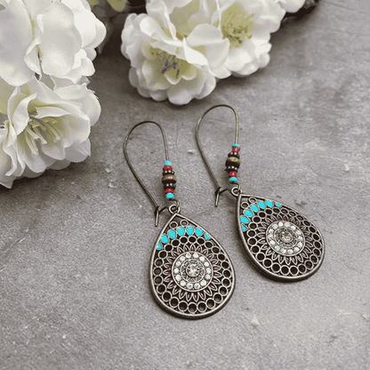 Ethnic Blue - Drop Earrings - Dangle Earring (Round)