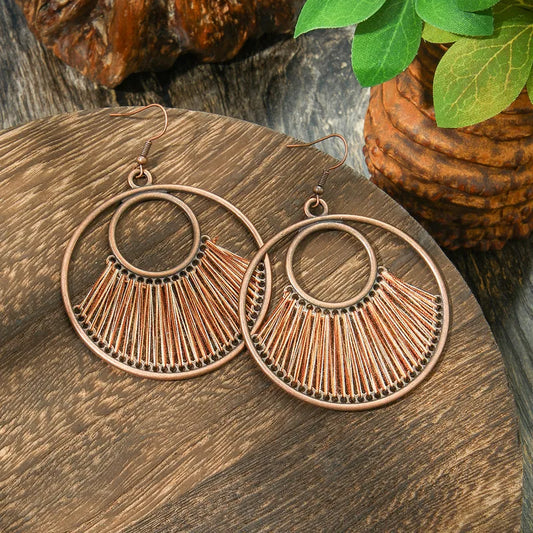 1- Boho Statement Thread Earrings - Handmade Metal Earrings