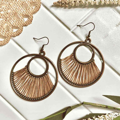 1- Boho Statement Thread Earrings - Handmade Metal Earrings