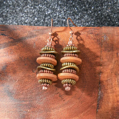 1- Boho Stacked Drop Earrings - Metal Dangle Earrings