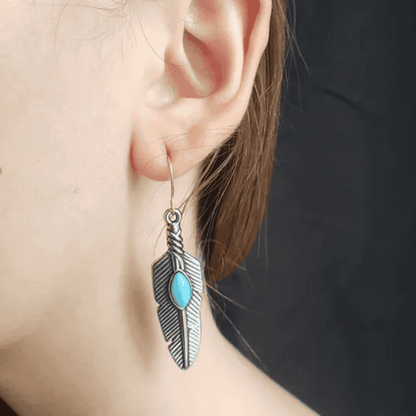 1-Azure Leaves – Handmade Turquoise Drop Earrings
