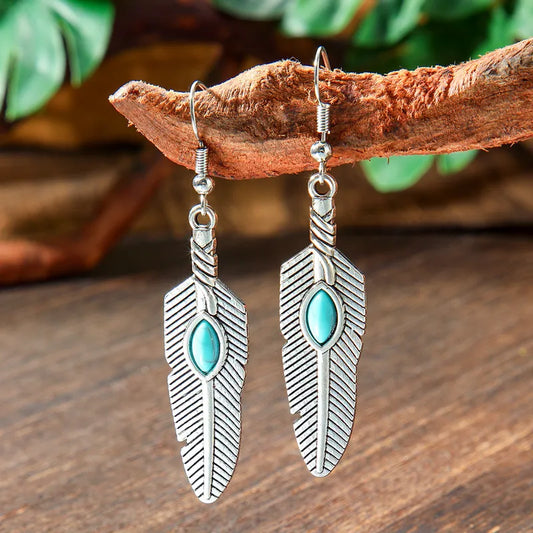 1-Azure Leaves – Handmade Turquoise Drop Earrings