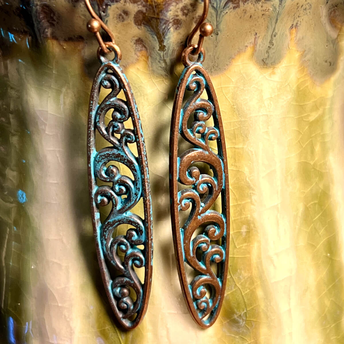 1- Boho Oxidized Earrings - Handmade Metal Earrings