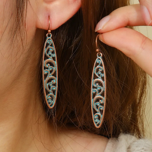 1- Boho Oxidized Earrings - Handmade Metal Earrings