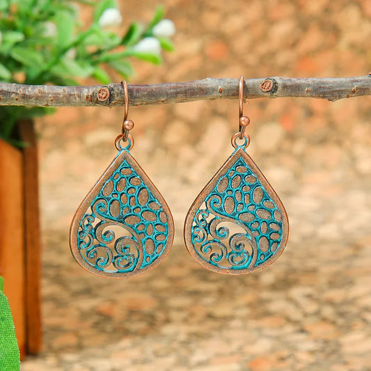 1- Boho Oxidized Earrings - Vintage Teardrop Earrings